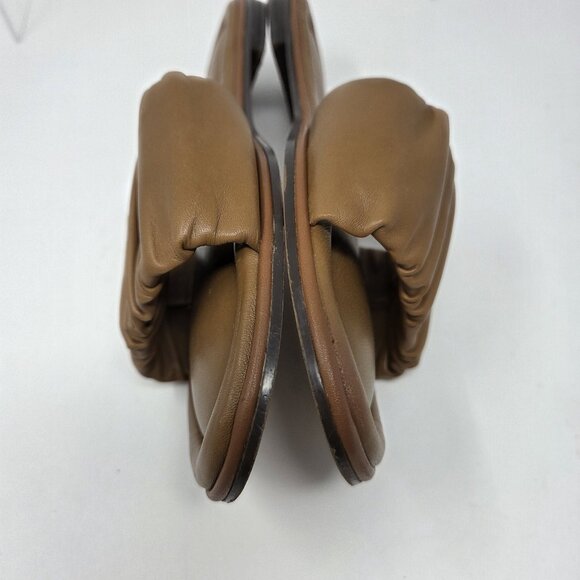 J. CREW Menorca Scrunchie-Strap Slides Women’s 9.5 Leather Brown Cognac Ruched - Picture 5 of 10
